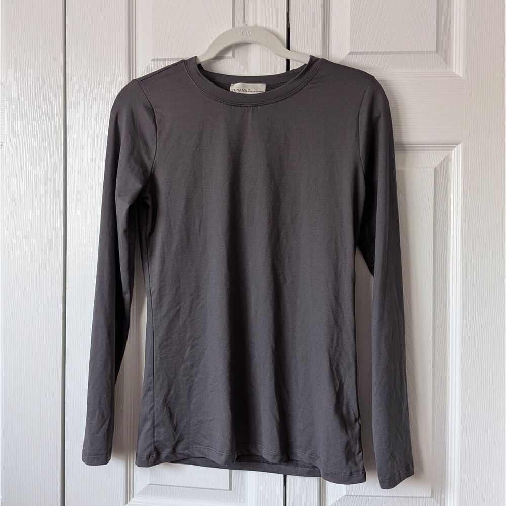 Zenana Brushed Microfiber Simple Long Sleeve Round Neck Tee Medium Capsule